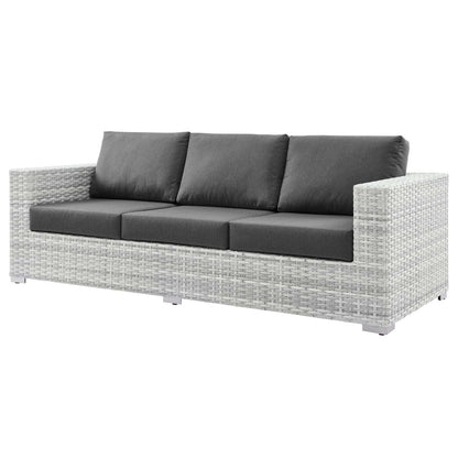 Convene Outdoor Patio Sofa, Rattan, Wicker, Grey Gray, 19728