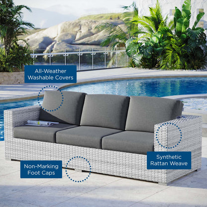 Convene Outdoor Patio Sofa, Rattan, Wicker, Grey Gray, 19728