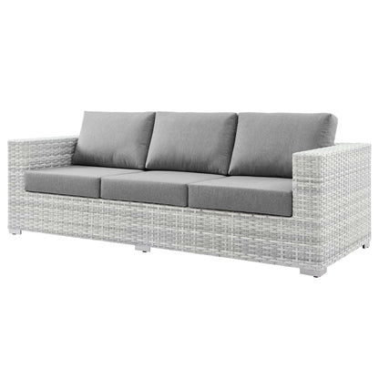 Convene Outdoor Patio Sofa, Rattan, Wicker, Grey Gray, 19729