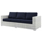 Convene Outdoor Patio Sofa, Rattan, Wicker, Light Grey Gray Blue Navy, 19731