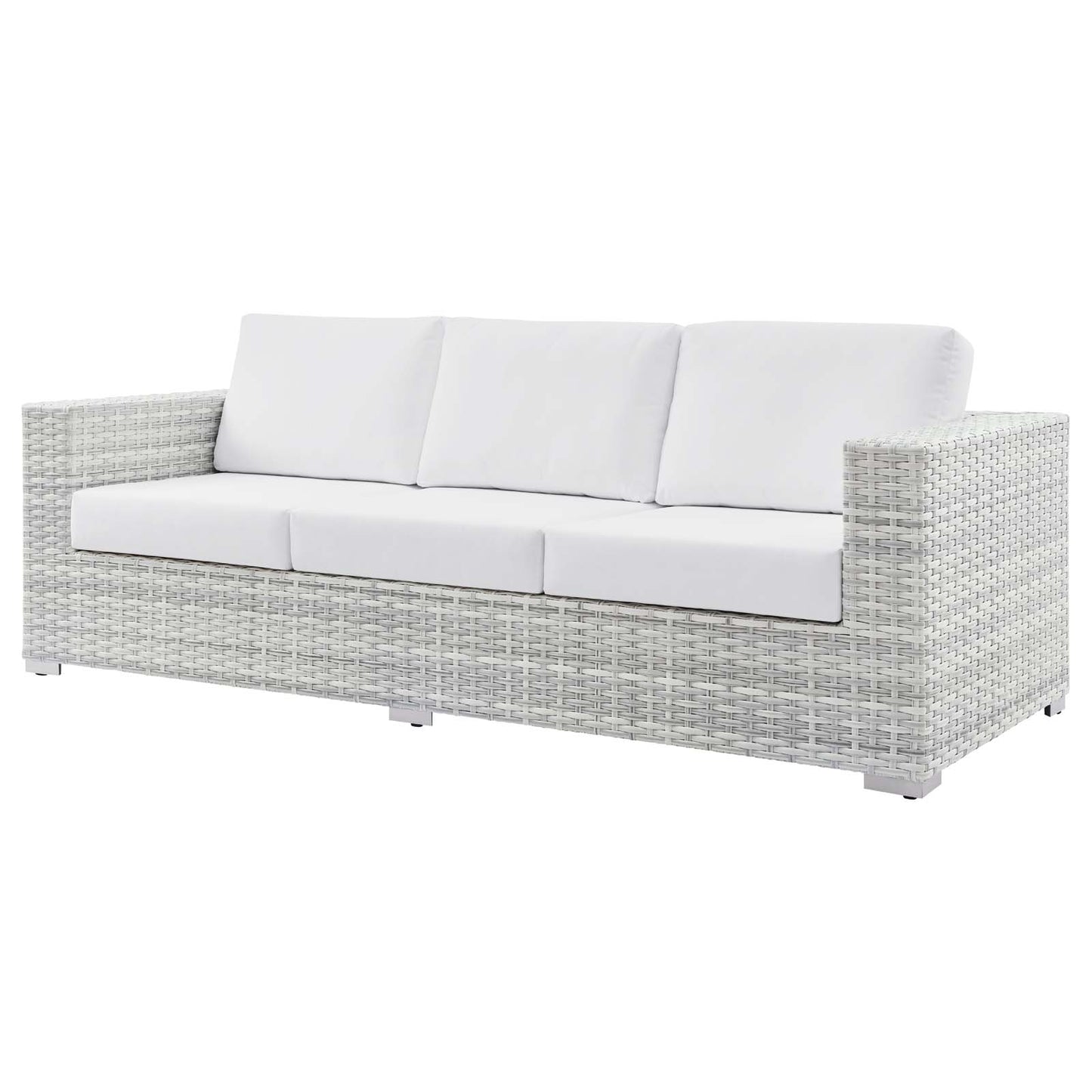 Convene Outdoor Patio Sofa, Rattan, Wicker, Light Grey Gray White, 19732