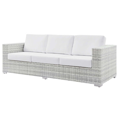 Convene Outdoor Patio Sofa, Rattan, Wicker, Light Grey Gray White, 19732
