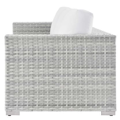 Convene Outdoor Patio Sofa, Rattan, Wicker, Light Grey Gray White, 19732