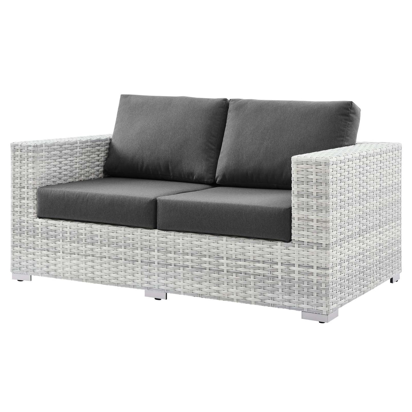 Convene Outdoor Patio Loveseat, Rattan, Wicker, Grey Gray, 19733