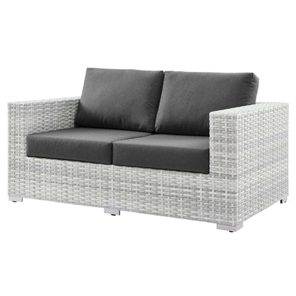 Convene Outdoor Patio Loveseat, Rattan, Wicker, Grey Gray, 19733