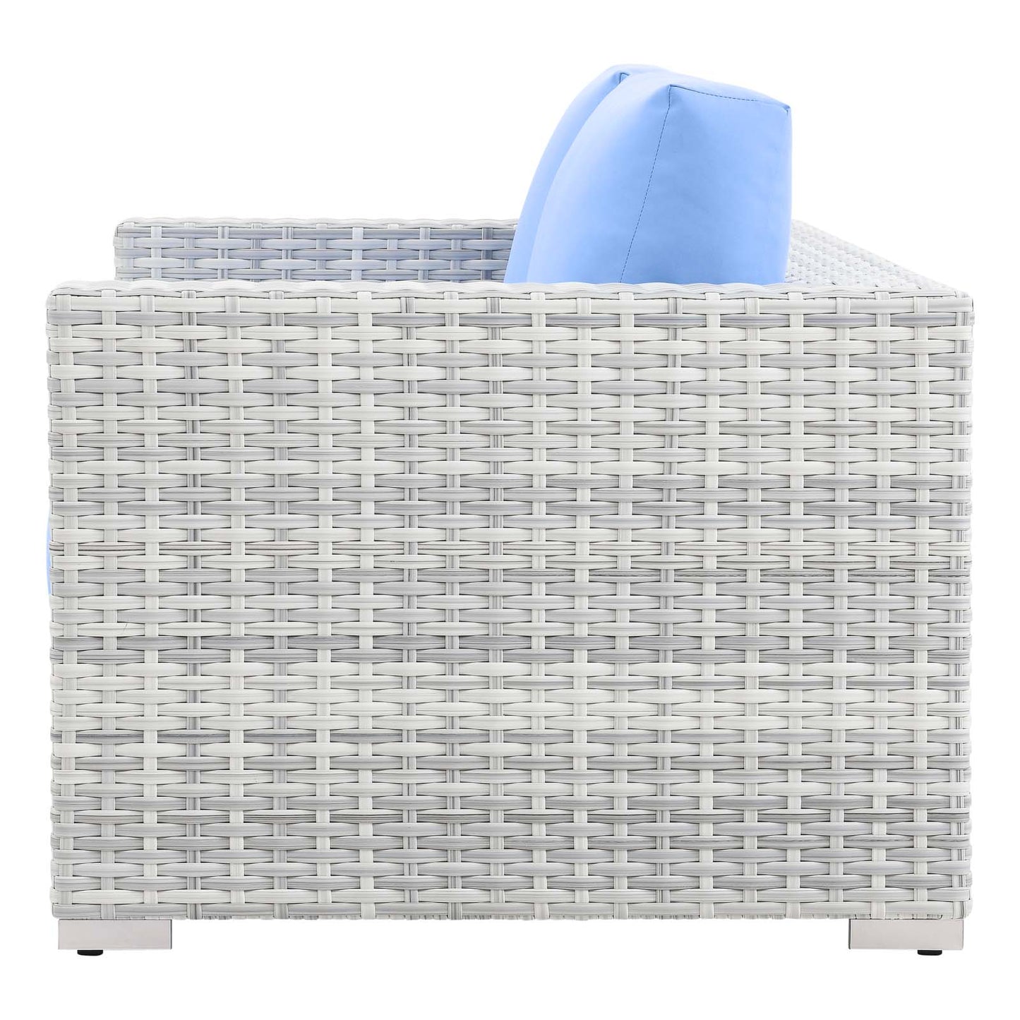 Convene Outdoor Patio Loveseat, Rattan, Wicker, Light Grey Gray Light Blue, 19735