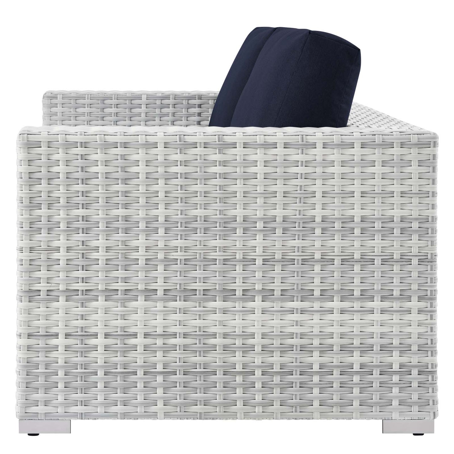 Convene Outdoor Patio Loveseat, Rattan, Wicker, Light Grey Gray Blue Navy, 19736