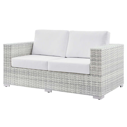Convene Outdoor Patio Loveseat, Rattan, Wicker, Light Grey Gray White, 19737