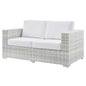 Convene Outdoor Patio Loveseat, Rattan, Wicker, Light Grey Gray White, 19737