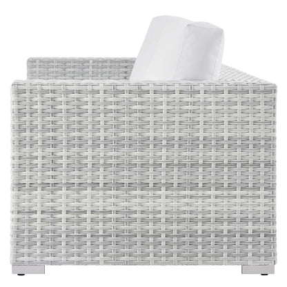 Convene Outdoor Patio Loveseat, Rattan, Wicker, Light Grey Gray White, 19737