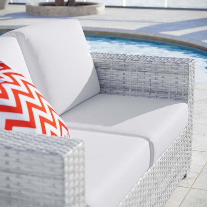 Convene Outdoor Patio Loveseat, Rattan, Wicker, Light Grey Gray White, 19737