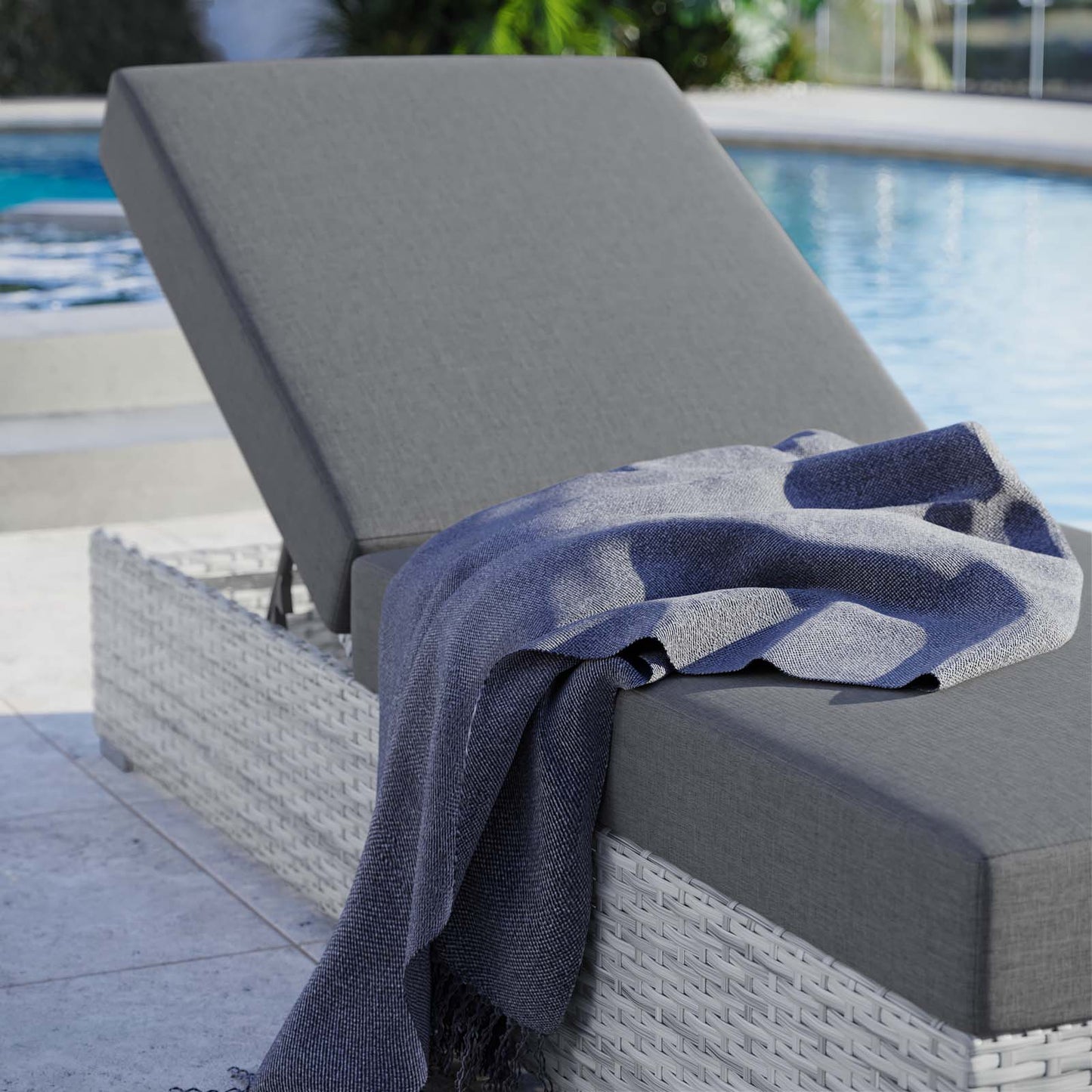 Convene Outdoor Patio Chaise, Rattan, Wicker, Grey Gray, 19738