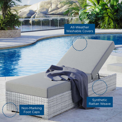Convene Outdoor Patio Chaise, Rattan, Wicker, Grey Gray, 19739