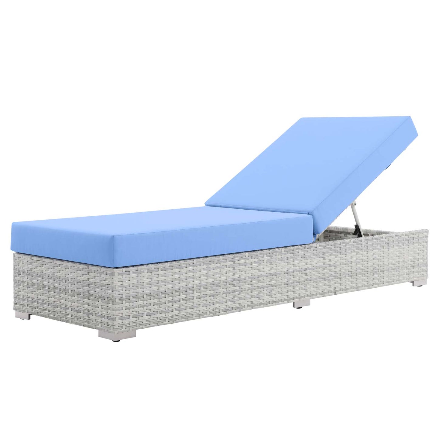 Convene Outdoor Patio Chaise, Rattan, Wicker, Light Grey Gray Light Blue, 19740