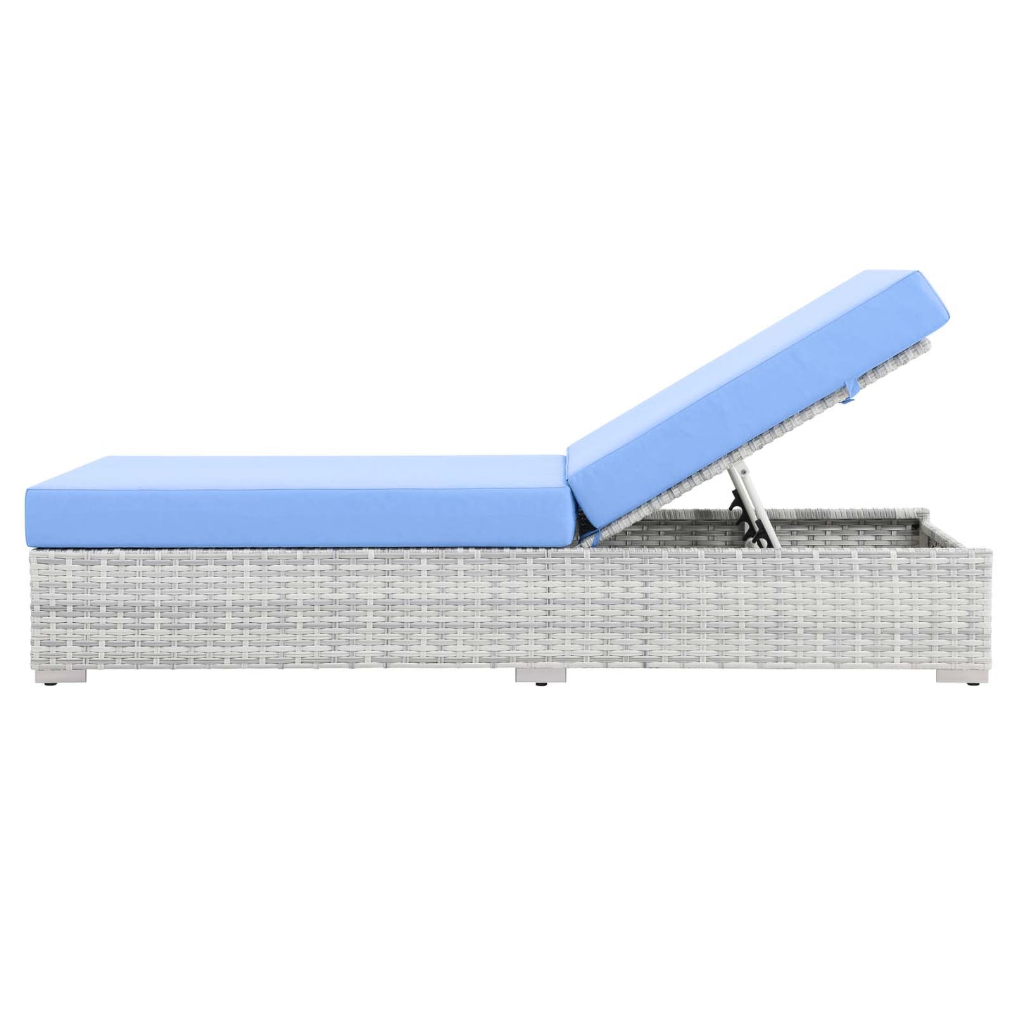 Convene Outdoor Patio Chaise, Rattan, Wicker, Light Grey Gray Light Blue, 19740