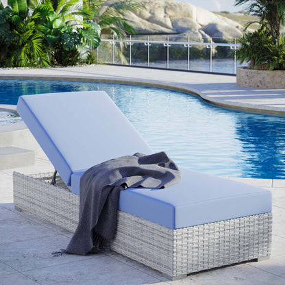 Convene Outdoor Patio Chaise, Rattan, Wicker, Light Grey Gray Light Blue, 19740