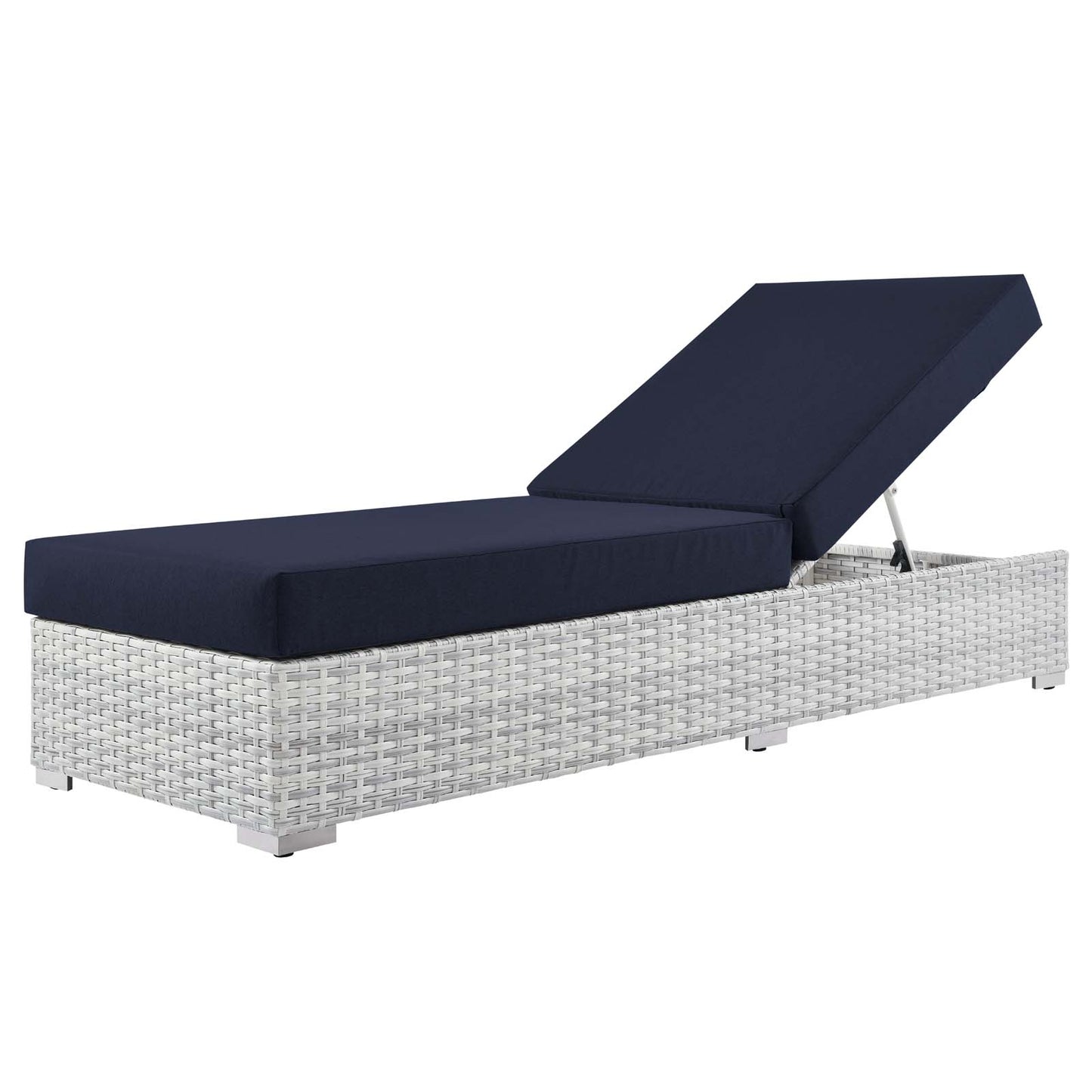 Convene Outdoor Patio Chaise, Rattan, Wicker, Light Grey Gray Blue Navy, 19741