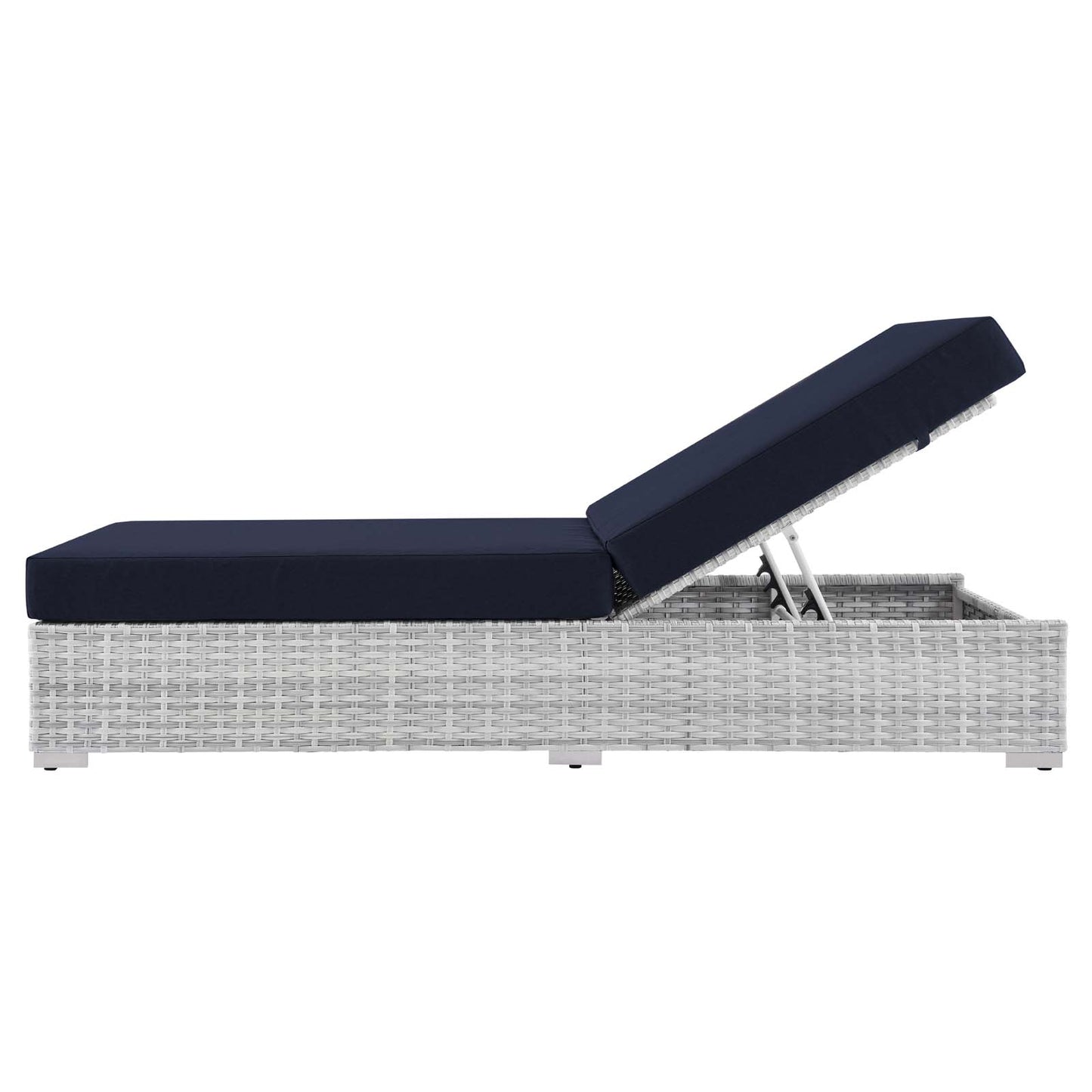 Convene Outdoor Patio Chaise, Rattan, Wicker, Light Grey Gray Blue Navy, 19741