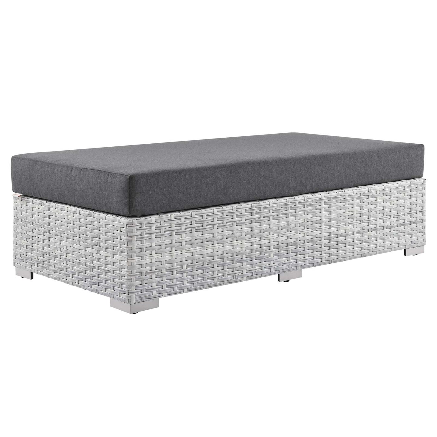 Convene Outdoor Patio Rectangular Ottoman, Rattan, Wicker, Grey Gray, 19743