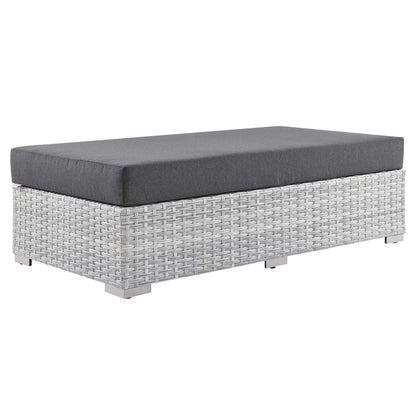 Convene Outdoor Patio Rectangular Ottoman, Rattan, Wicker, Grey Gray, 19743