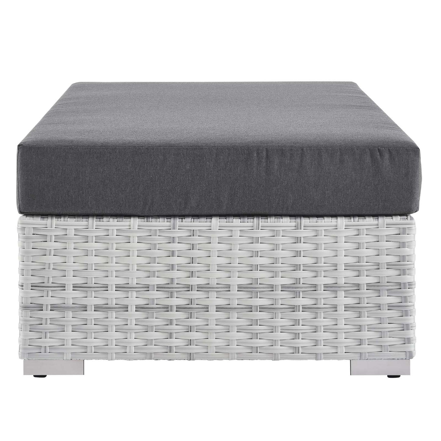 Convene Outdoor Patio Rectangular Ottoman, Rattan, Wicker, Grey Gray, 19743