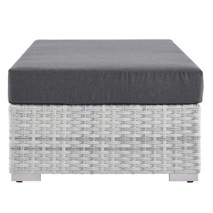 Convene Outdoor Patio Rectangular Ottoman, Rattan, Wicker, Grey Gray, 19743