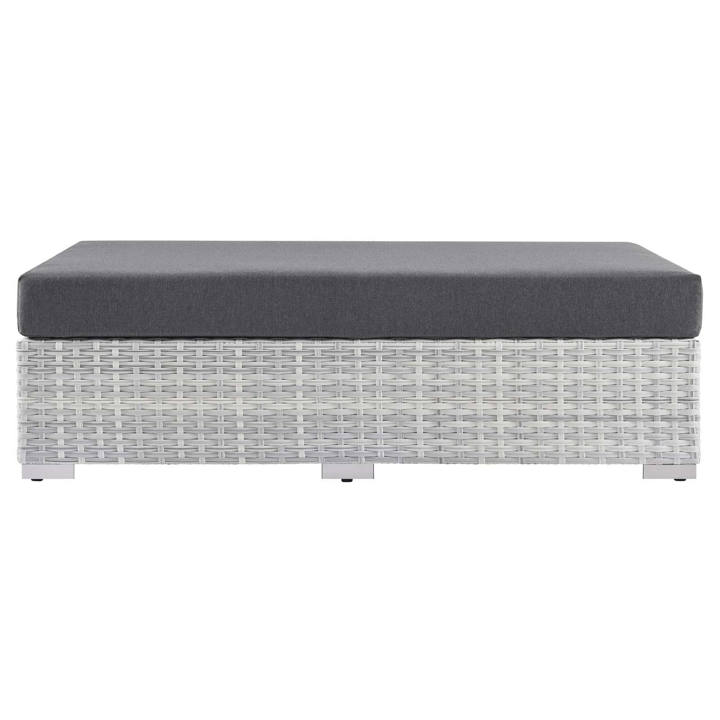 Convene Outdoor Patio Rectangular Ottoman, Rattan, Wicker, Grey Gray, 19743