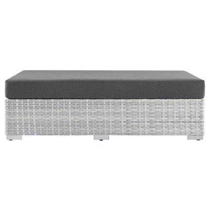 Convene Outdoor Patio Rectangular Ottoman, Rattan, Wicker, Grey Gray, 19743