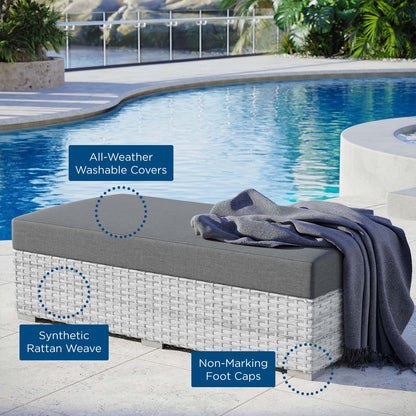 Convene Outdoor Patio Rectangular Ottoman, Rattan, Wicker, Grey Gray, 19743