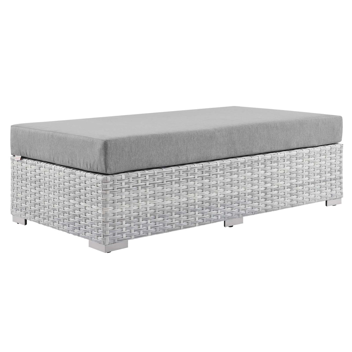 Convene Outdoor Patio Rectangular Ottoman, Rattan, Wicker, Grey Gray, 19744