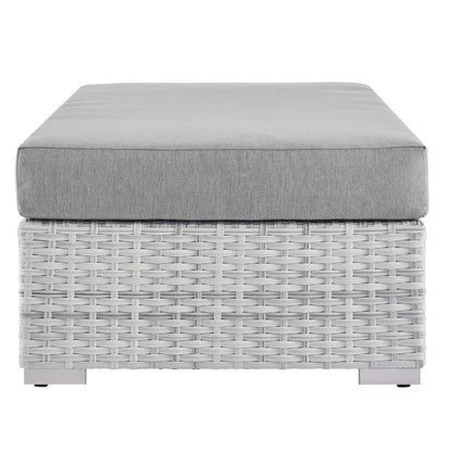 Convene Outdoor Patio Rectangular Ottoman, Rattan, Wicker, Grey Gray, 19744