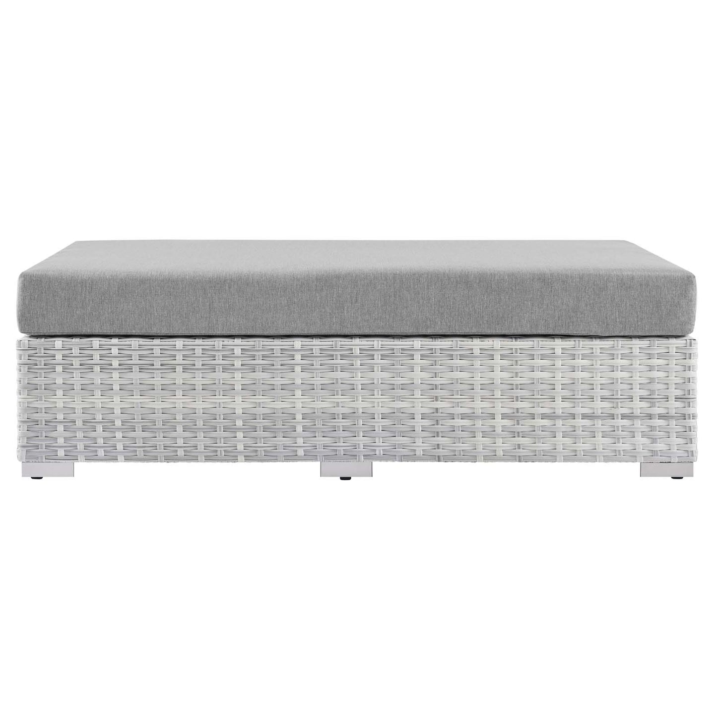 Convene Outdoor Patio Rectangular Ottoman, Rattan, Wicker, Grey Gray, 19744