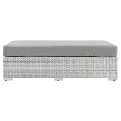 Convene Outdoor Patio Rectangular Ottoman, Rattan, Wicker, Grey Gray, 19744
