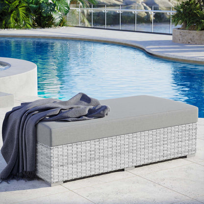 Convene Outdoor Patio Rectangular Ottoman, Rattan, Wicker, Grey Gray, 19744