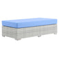 Convene Outdoor Patio Rectangular Ottoman, Rattan, Wicker, Light Grey Gray Light Blue, 19745