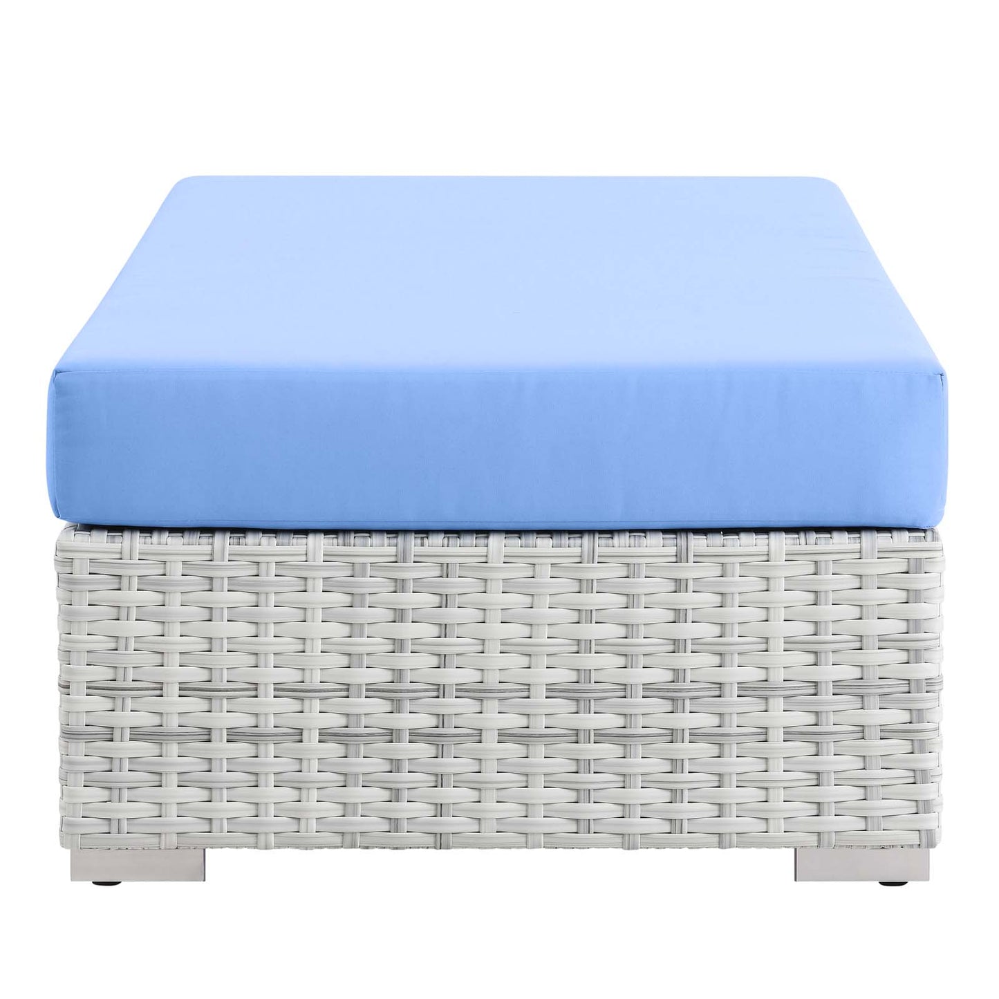 Convene Outdoor Patio Rectangular Ottoman, Rattan, Wicker, Light Grey Gray Light Blue, 19745