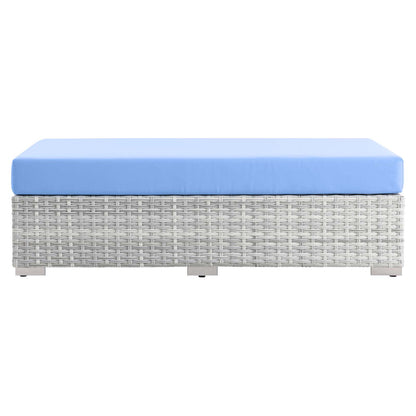 Convene Outdoor Patio Rectangular Ottoman, Rattan, Wicker, Light Grey Gray Light Blue, 19745