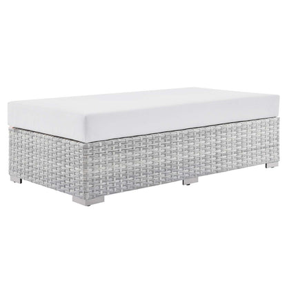 Convene Outdoor Patio Rectangular Ottoman, Rattan, Wicker, Light Grey Gray White, 19747