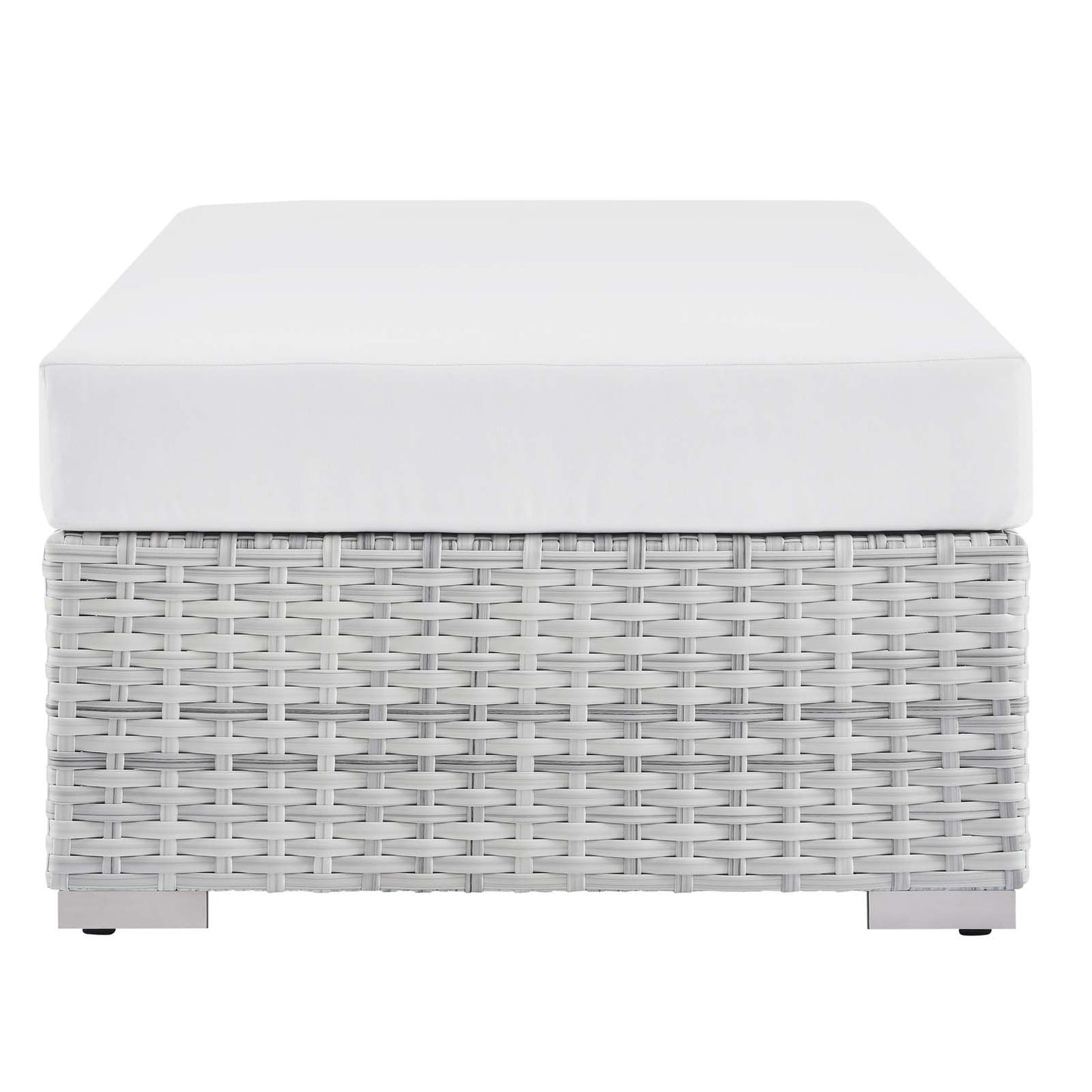 Convene Outdoor Patio Rectangular Ottoman, Rattan, Wicker, Light Grey Gray White, 19747