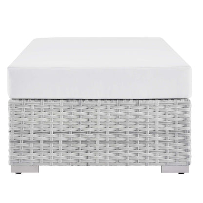 Convene Outdoor Patio Rectangular Ottoman, Rattan, Wicker, Light Grey Gray White, 19747