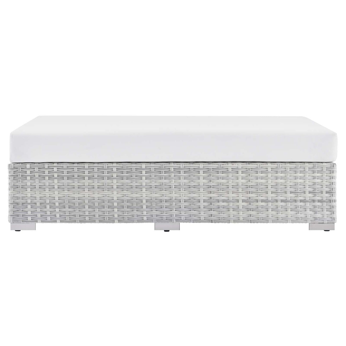 Convene Outdoor Patio Rectangular Ottoman, Rattan, Wicker, Light Grey Gray White, 19747