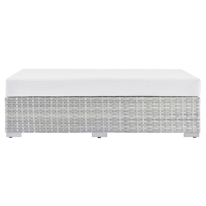 Convene Outdoor Patio Rectangular Ottoman, Rattan, Wicker, Light Grey Gray White, 19747