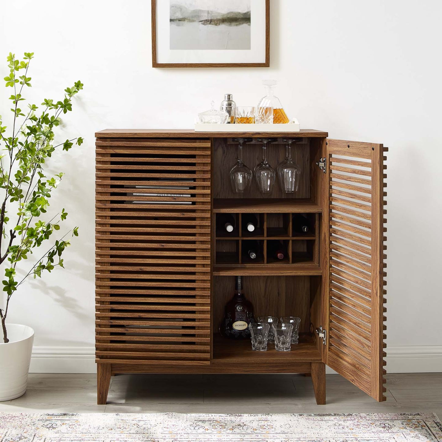 Render Bar Cabinet, Wood, Brown Walnut, 19750