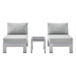 Shore Sunbrella® Fabric Outdoor Patio Aluminum 3 Piece Set, Fabric, Aluminum, Metal, Steel, Silver Grey Gray, 19751
