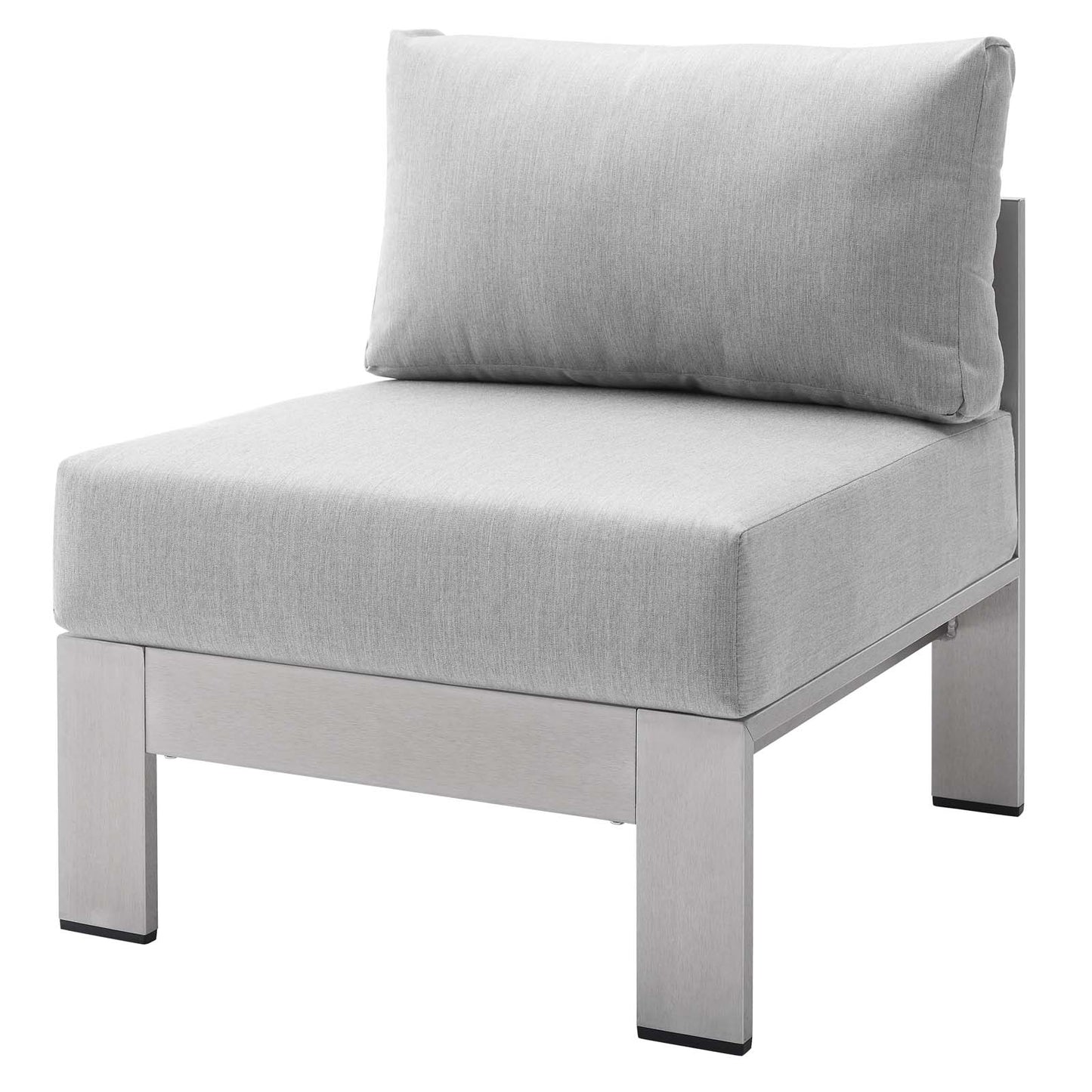 Shore Sunbrella® Fabric Outdoor Patio Aluminum 3 Piece Set, Fabric, Aluminum, Metal, Steel, Silver Grey Gray, 19751