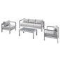 Shore Sunbrella® Fabric Outdoor Patio Aluminum 4 Piece Set, Fabric, Aluminum, Metal, Steel, Silver Grey Gray, 19759