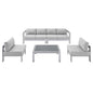 Shore Sunbrella® Fabric Outdoor Patio Aluminum 5 Piece Sectional Sofa Set, Fabric, Aluminum, Metal, Steel, Silver Grey Gray, 19763