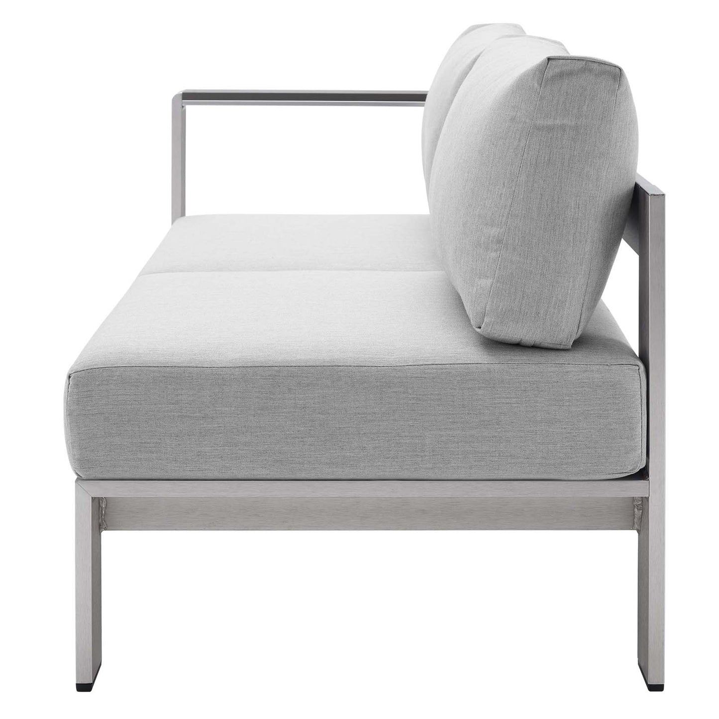 Shore Sunbrella® Fabric Outdoor Patio Aluminum 9 Piece Sectional Sofa Set, Fabric, Aluminum, Metal, Steel, Silver Grey Gray, 19767
