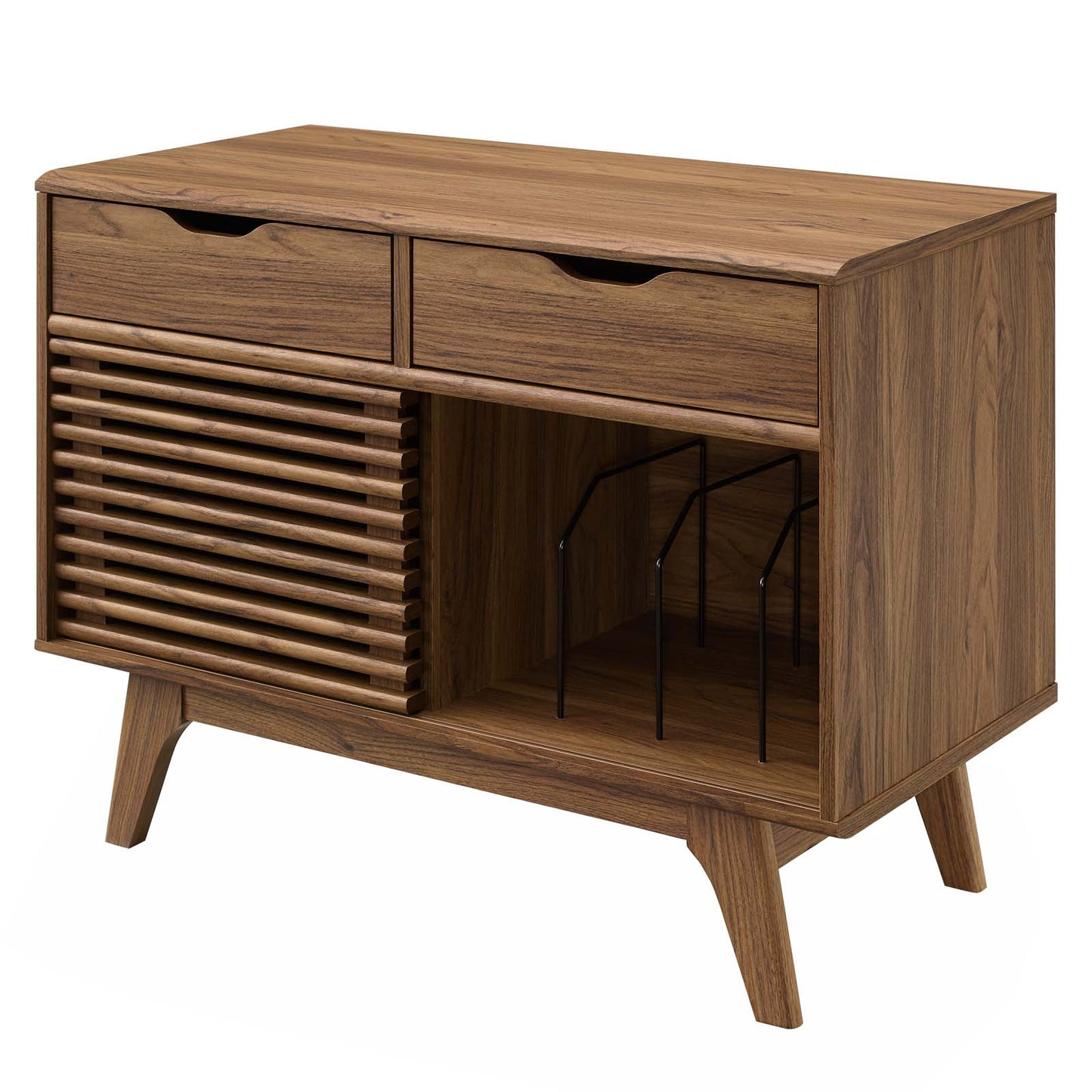 Render Vinyl Record Display Stand, Wood, Brown Walnut, 19775