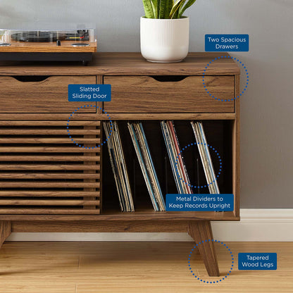 Render Vinyl Record Display Stand, Wood, Brown Walnut, 19775